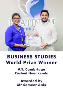 Cambridge A Level Business Studies World Prize Winner: Rashmi Heenkenda
Lecturer: Mr. Sameer Anis