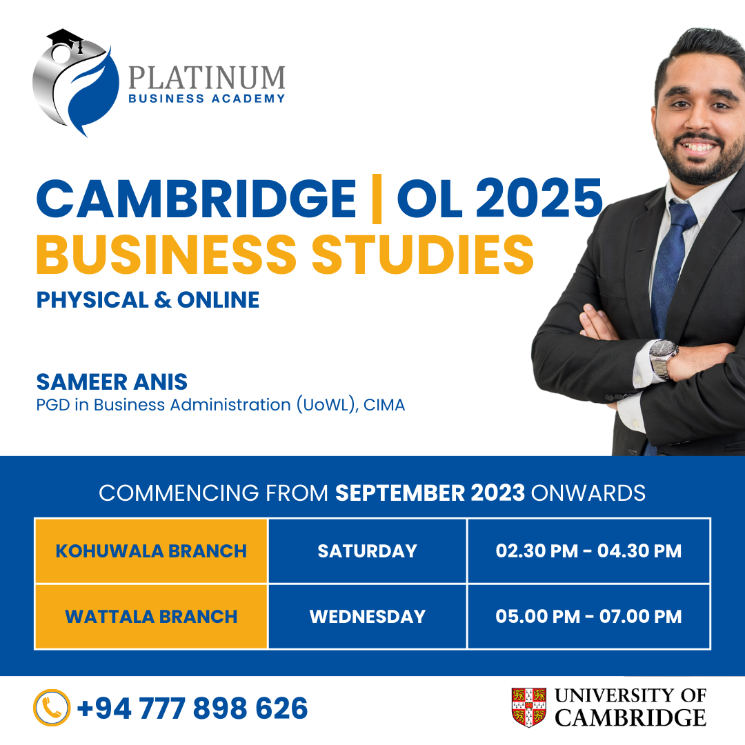 Cambridge O'Level 2025 Business Studies with Sameer Anis