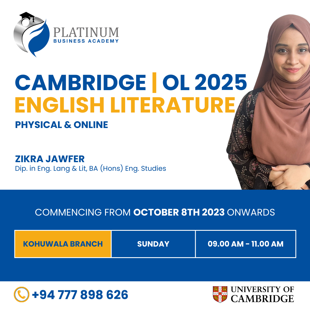 Cambridge O'Level English Literature 2025 with Zikra Jawfer