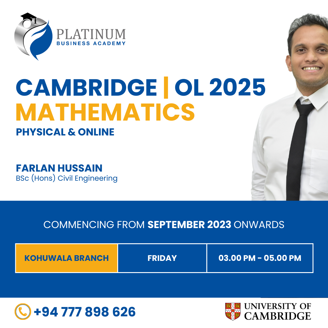 Cambridge O'Level 2025 Mathematics with Farlan Hussain