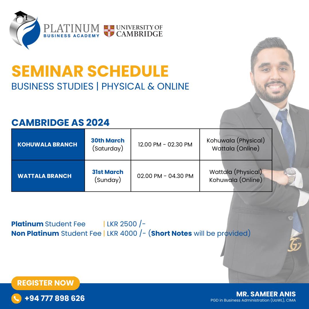 Business Studies Seminar for Cambridge & Edexcel AS 2024 by Lecturer Sameer Anis