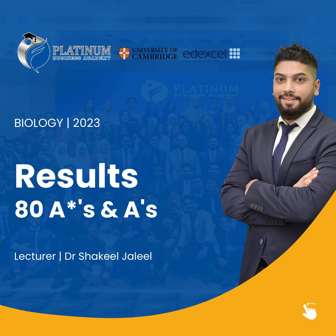 Cambridge & Edexcel O'Level & A'Level Biology Outstanding Results 2023 Lecturer Dr. Shakeel Jaleel