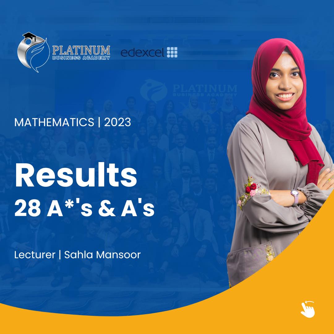 Cambridge & Edexcel O'Level & A'Level Mathematics Outstanding Results 2023 Lecturer Ms. Sahla Mansoor