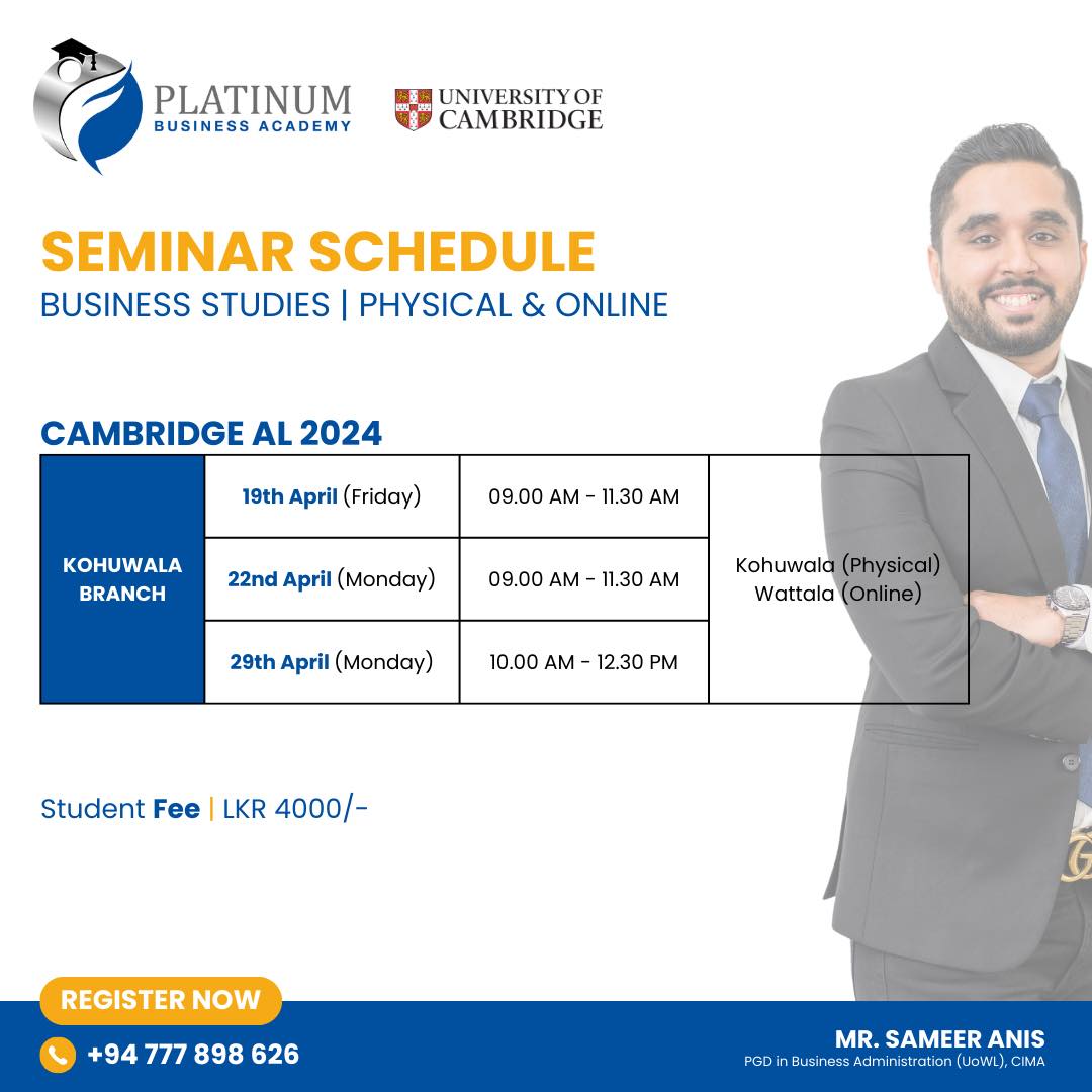 Business Studies Cambridge AL 2024 Seminar by Sameer Anis