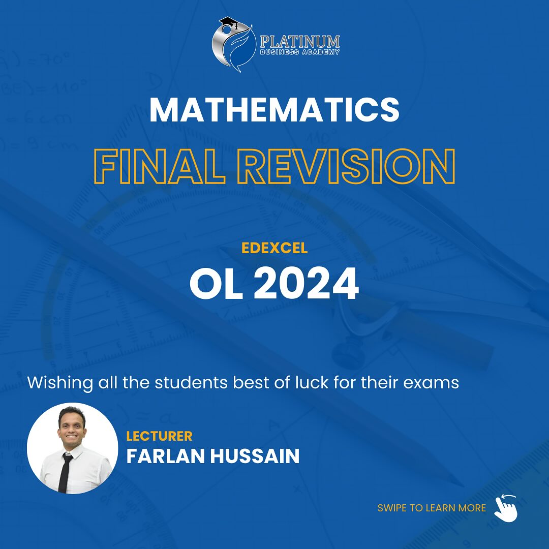 Mathematics Final Seminar 2024 for Edexcel OL 2024 Examination – Kohuwala Branch by Farlan Hussain